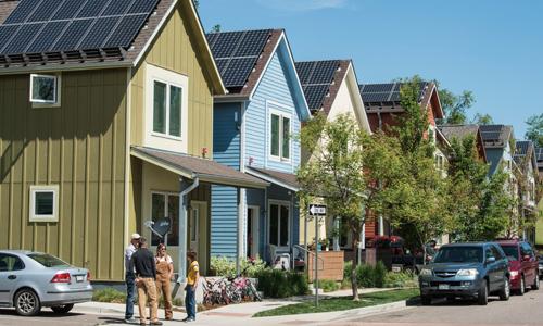 Houses with solar on their roofs