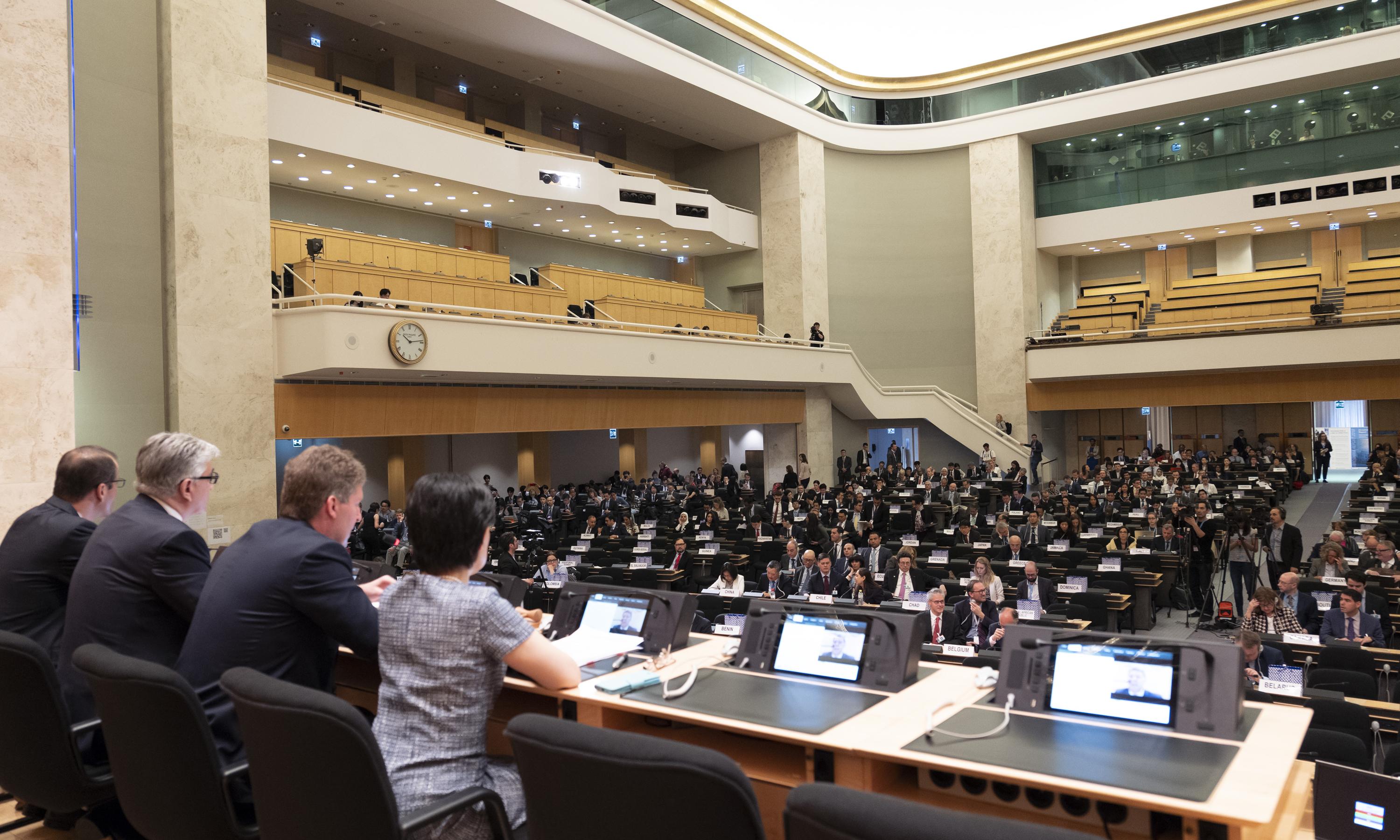 An over the shoulder view during the opening session of the Treat of the Non-Proliferation of Nuclear Weapons.